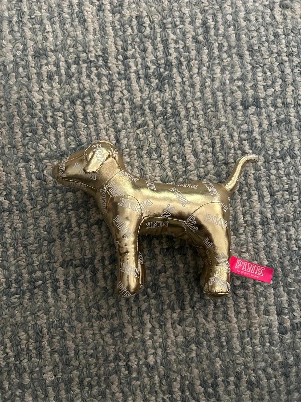 PINK Victoria's Secret Gold Metallic Dog Figurine with Pink Tag